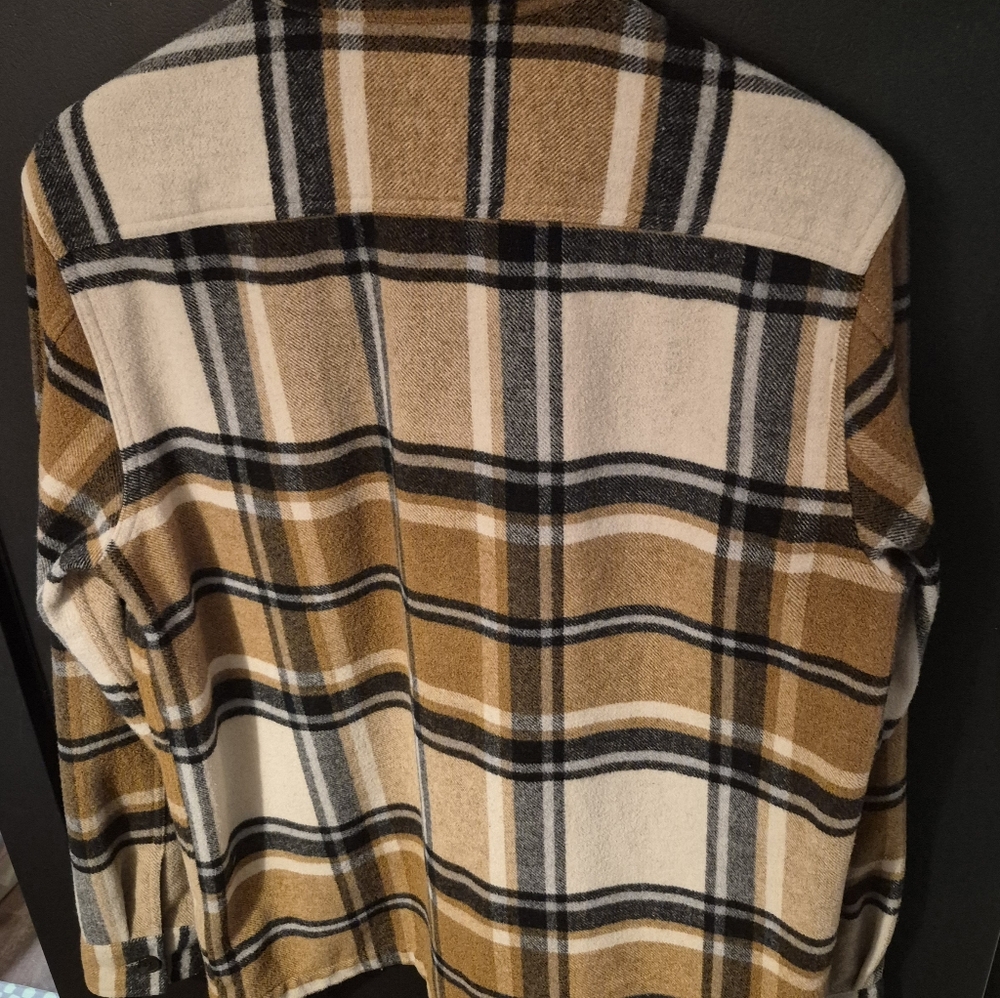 Mens Express Plaid Wool Blend Jacket/Coat/Shirt Size Medium Button Down - Picture 4 of 8